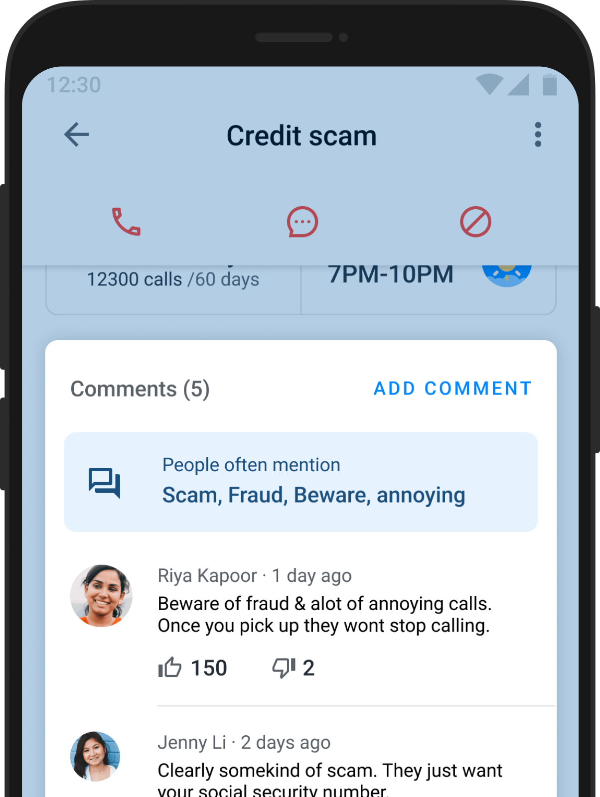 Spam Comments on Truecaller App