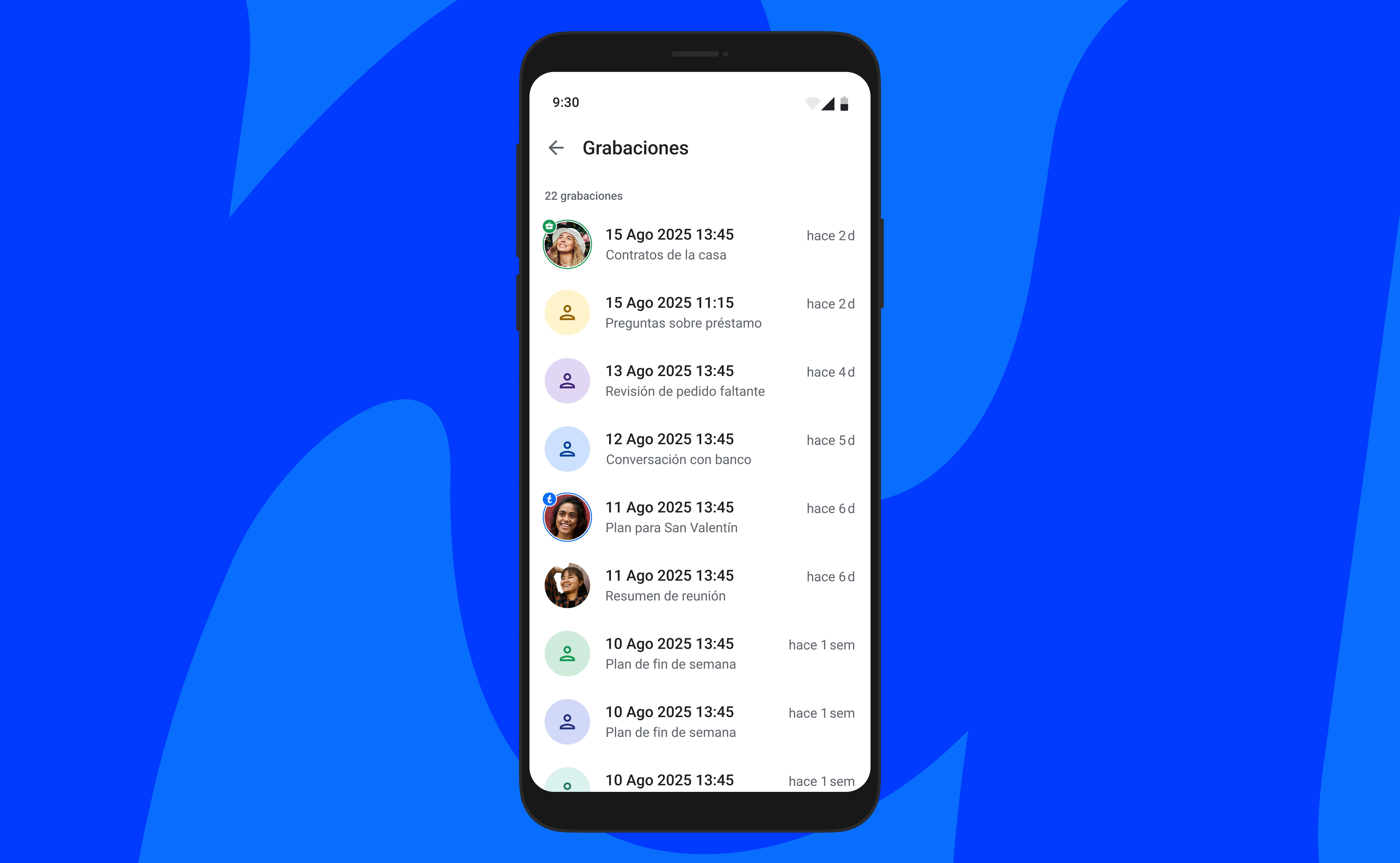 Imagen que muestra los sujetos de las llamadas grabadas.