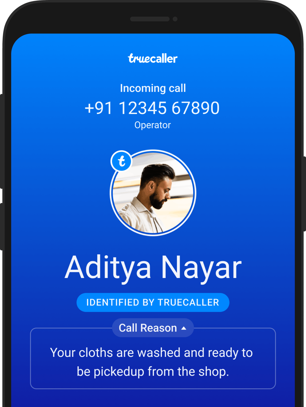 Call Reason Screen on Truecaller for Incoming Call
